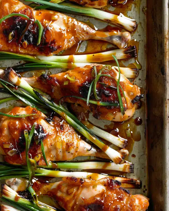 Apricot Chicken with Charred Scallions