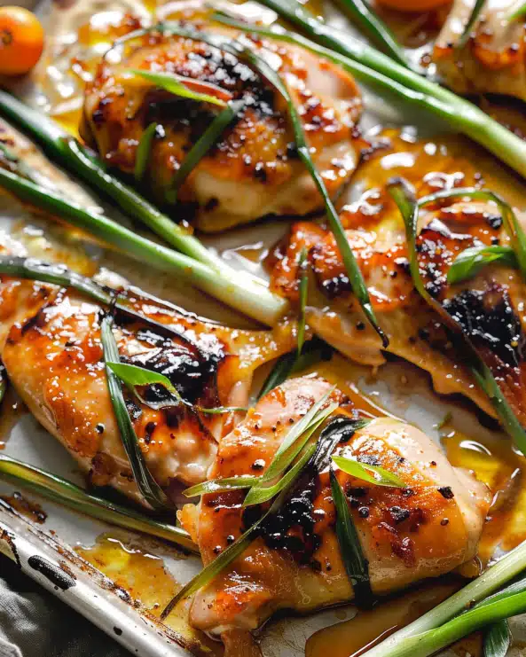 Apricot Chicken with Charred Scallions