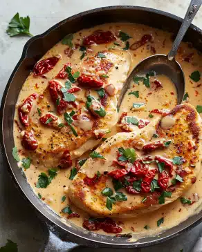 Chicken Cutlets with Sun-Dried Tomato Cream Sauce
