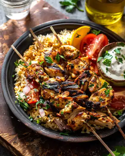 Chicken Souvlaki Rice Pilaf