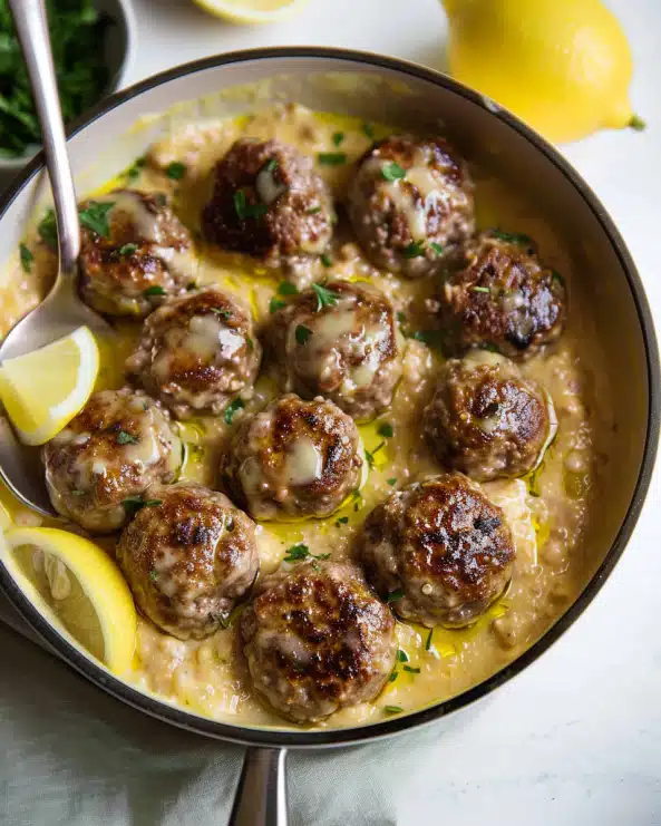 Meatballs In Lemon Sauce (Greek Keftedes)