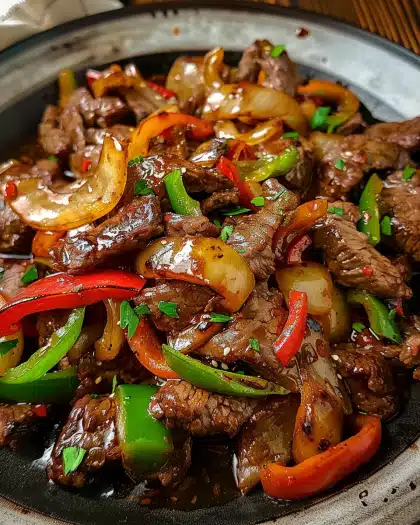 Pepper Steak with Bell Peppers and Onion