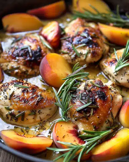 Rosemary Peach Chicken in a White Wine Pan Sauce