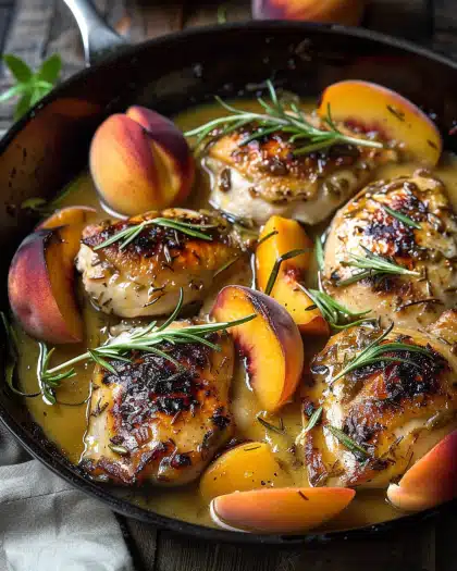 Rosemary Peach Chicken in a White Wine Pan Sauce