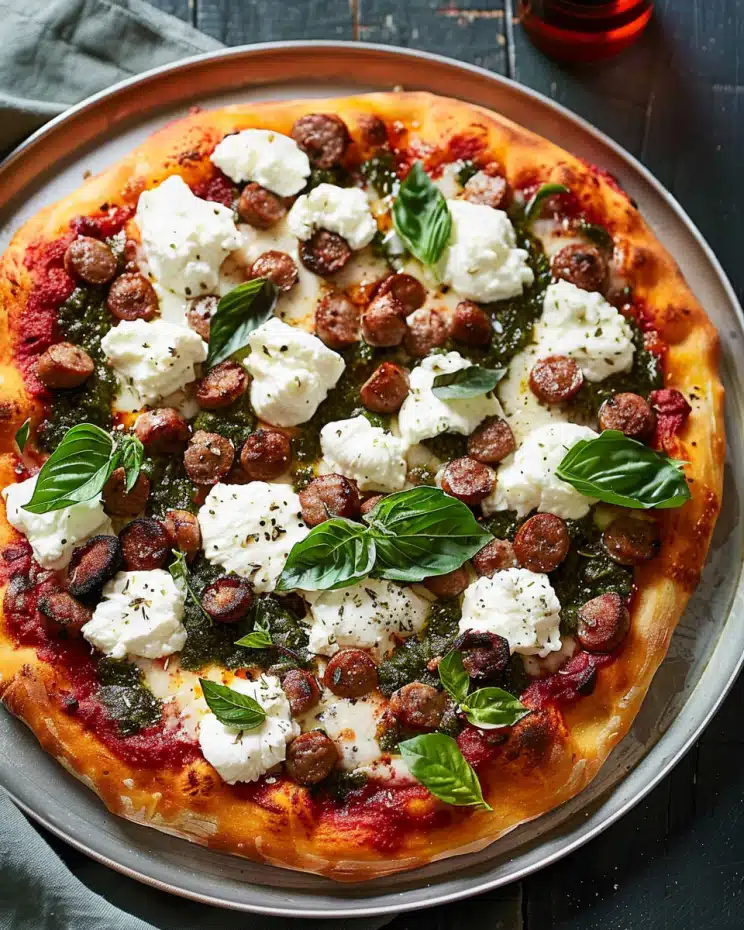 Spicy Sausage Pizza with Burrata