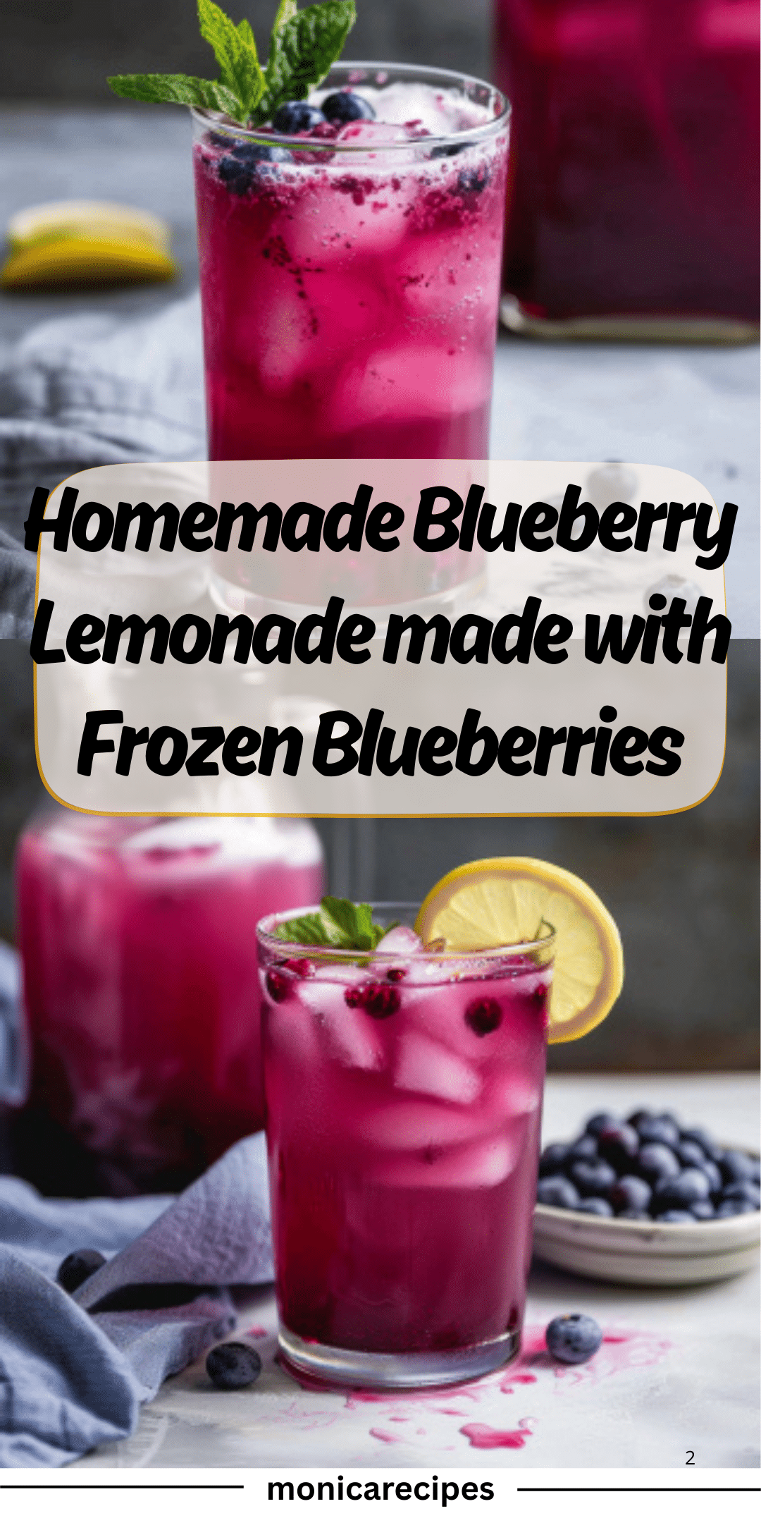 Homemade Blueberry Lemonade made with Frozen Blueberries