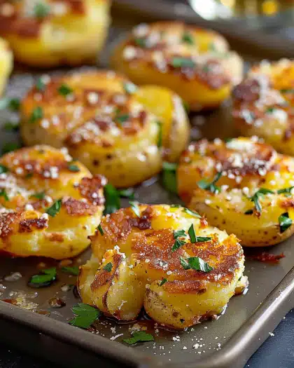 Baked Smashed Garlic Potatoes 4 Baked Smashed Garlic Potatoes
