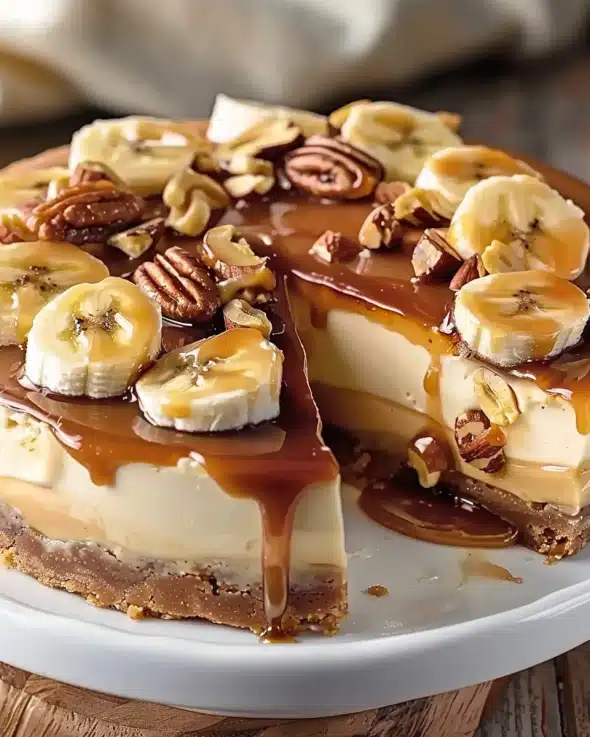 Banana Caramel Nut Cheesecake Recipe Easy & Tasty