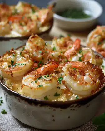 Creamy shrimp and leek casseroles