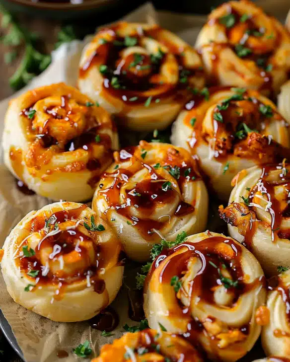 Cheesy BBQ Chicken Pizza Rolls