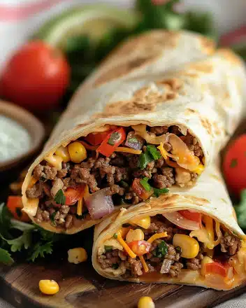 Cheesy Beef Fiesta Wraps 4 Cheesy Beef Fiesta Wraps