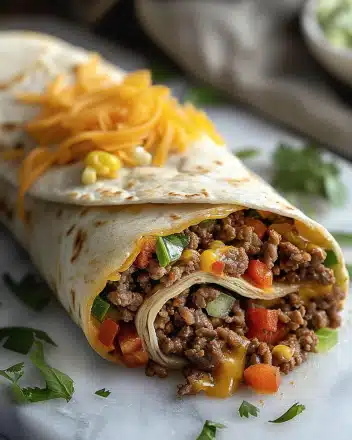 Cheesy Beef Fiesta Wraps