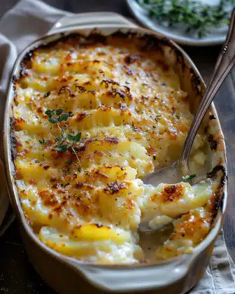 Cheesy Garlic Potatoes Gratin - Easy & Creamy Recipe 6 Cheesy Garlic Potatoes Gratin - Easy & Creamy Recipe