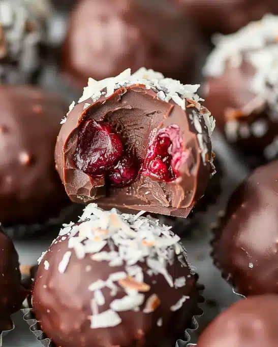 Chocolate Cherry Coconut Truffles - Easy Holiday Treat