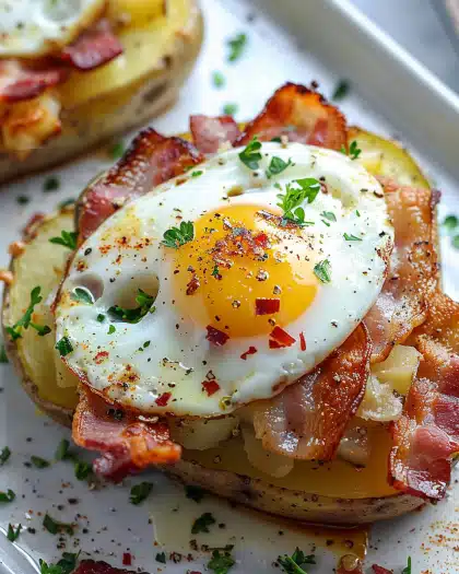 Double Baked Bacon + Egg Potatoes 6 Double Baked Bacon + Egg Potatoes