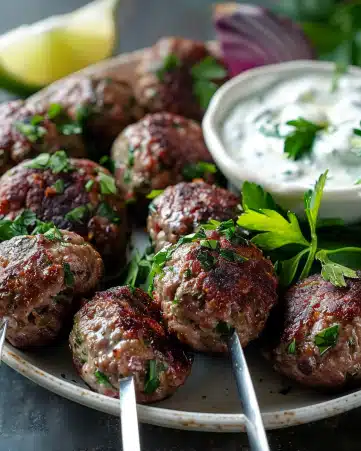 Easy Beef Kofta with Garlic Yogurt Sauce Recipe
