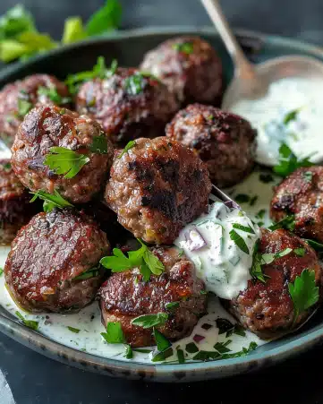 Easy Beef Kofta with Garlic Yogurt Sauce Recipe