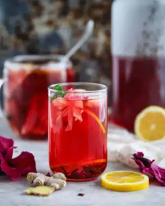 Hibiscus Tea with Ginger, Turmeric, and Citrus