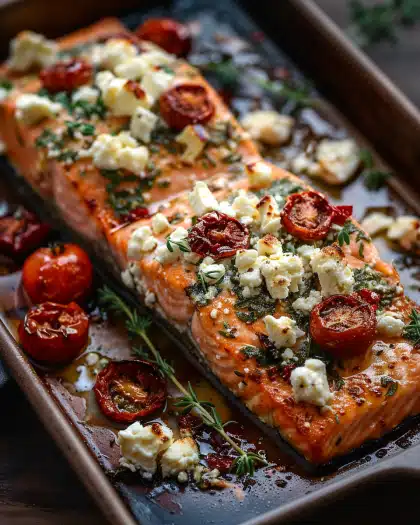 Mediterranean Baked Salmon With Feta & Sun-dried Tomatoes
