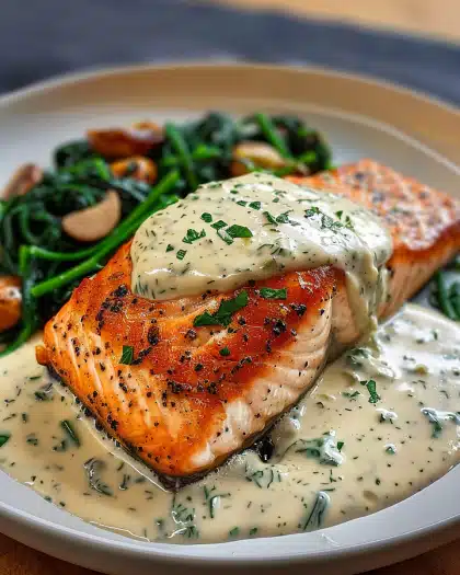 Pan-Seared Salmon with a Creamy Florentine Sauce 6 Pan-Seared Salmon with a Creamy Florentine Sauce