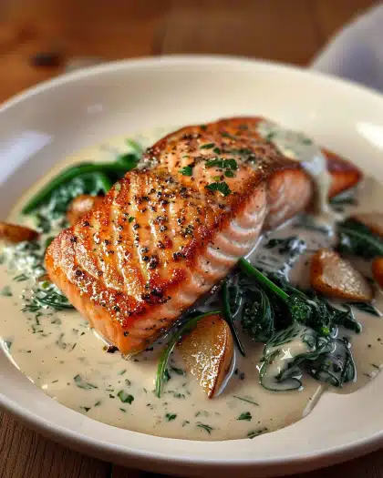 Pan-Seared Salmon with a Creamy Florentine Sauce