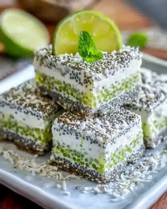 Refreshing No-Bake Chia Pudding Bars with Zesty Coconut Lime Flavor