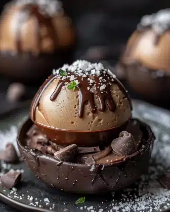 Salted Caramel Chocolate Mousse Domes