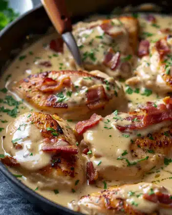 Skillet Chicken Bacon White Wine Sauce Recipe