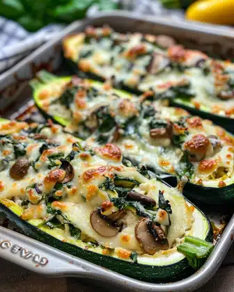 Spinach, Mushroom, and Ricotta Stuffed Zucchini Boats Recipe