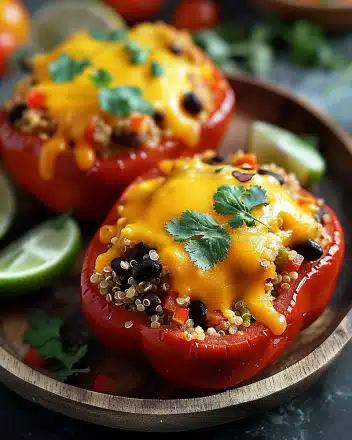 Taco Seasoned Quinoa Stuffed Peppers Delight