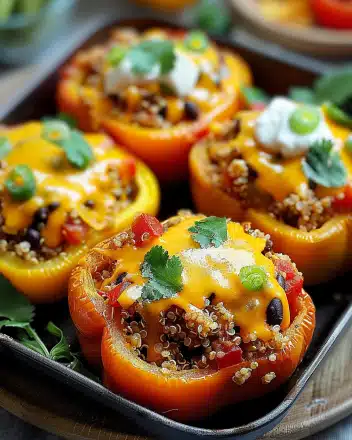 Taco Seasoned Quinoa Stuffed Peppers Delight