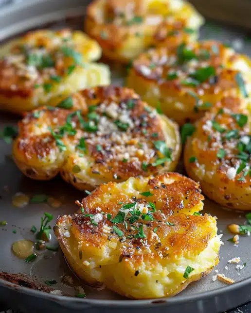 Baked Smashed Garlic Potatoes