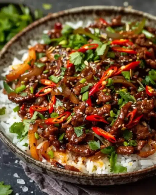 Crispy Chilli Beef Rice