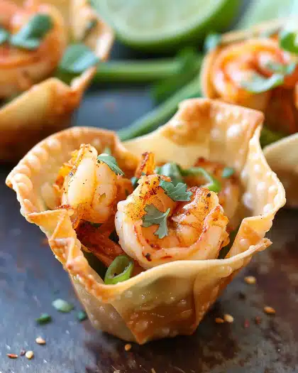 Chili Lime Shrimp Wonton Cups