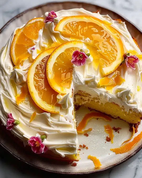 Citrus Olive Oil Cake Topped with a Citrus Cream