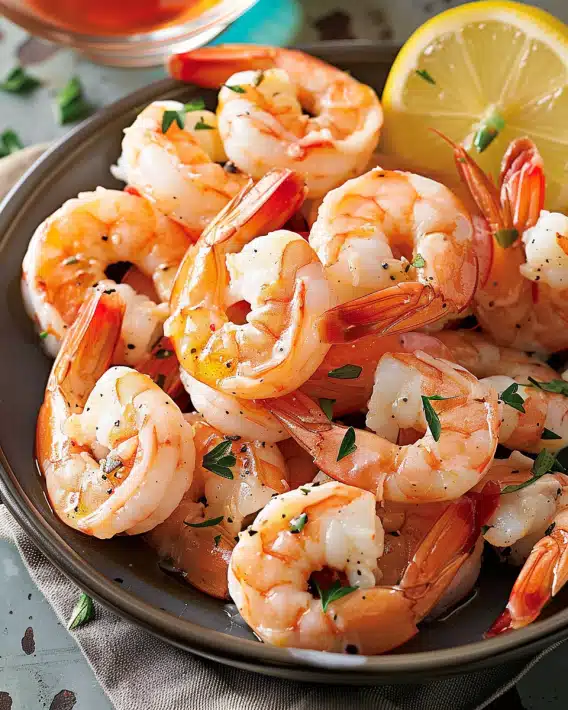 Spicy Garlic Lemon Butter Shrimp with Parmesan Corn Polenta