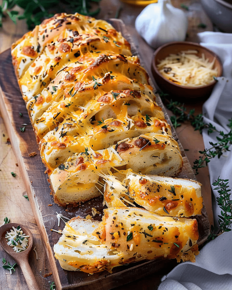 Soft Garlic Herb Cheddar Cheese Bread.