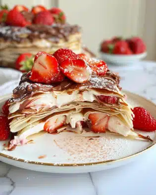 Strawberry Nutella Crepe Cake