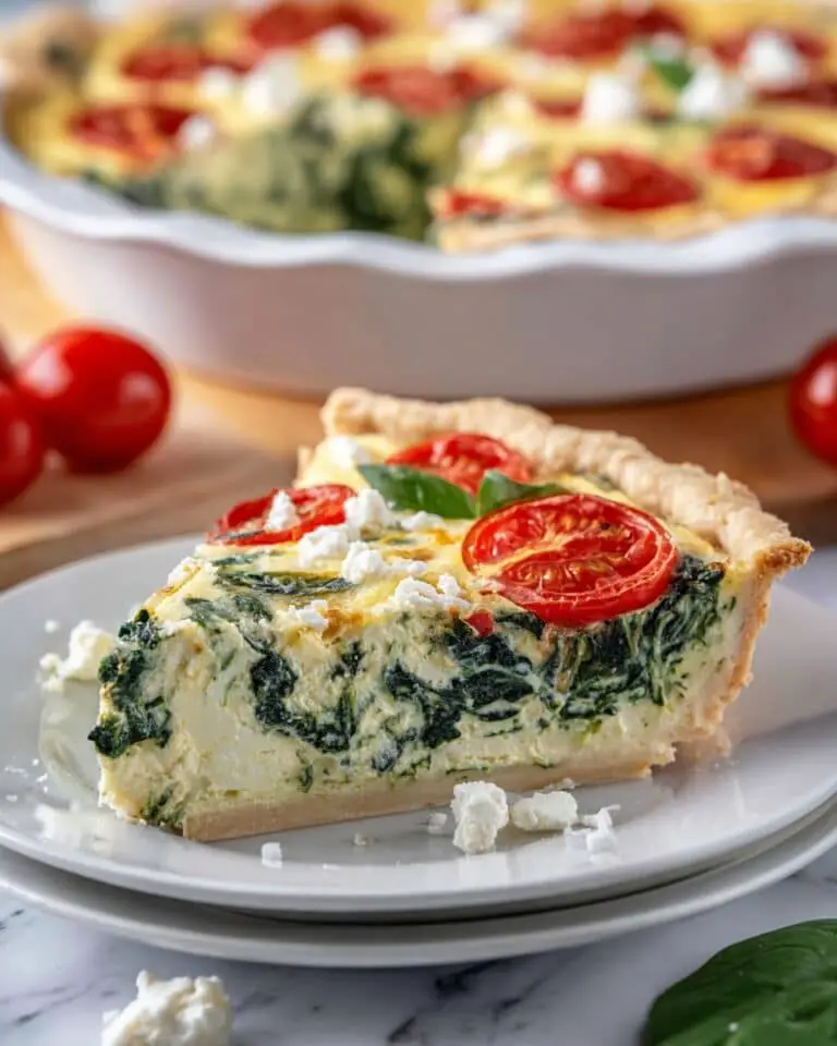 Spinach, Tomato, and Feta Crustless Quiche Recipe