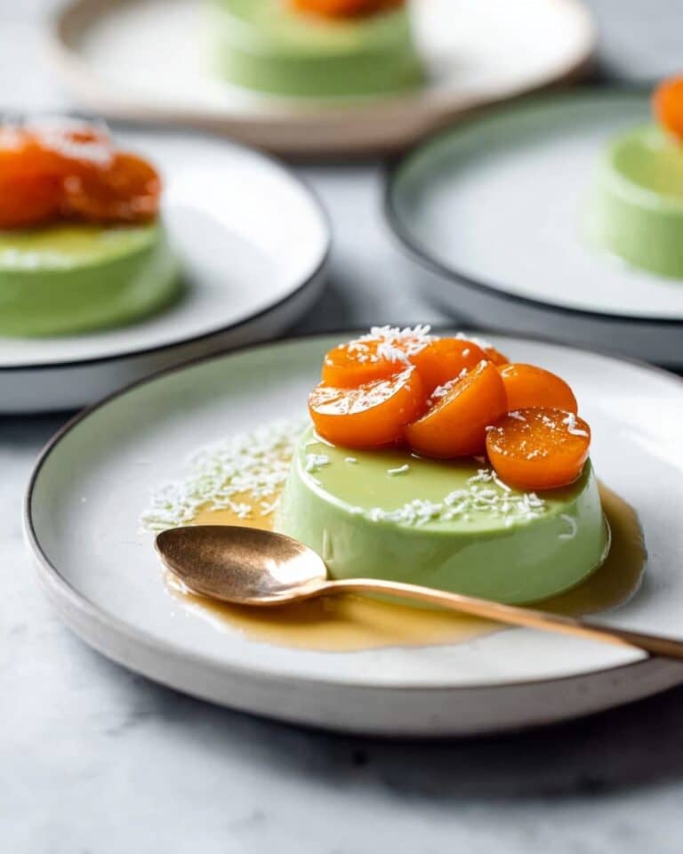 Creamy Matcha Panna Cotta with Candied Kumquats and White Chocolate Recipe