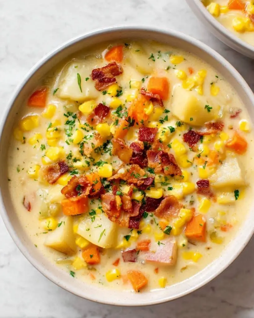Creamy Corn Chowder with Bacon and Potatoes Recipe
