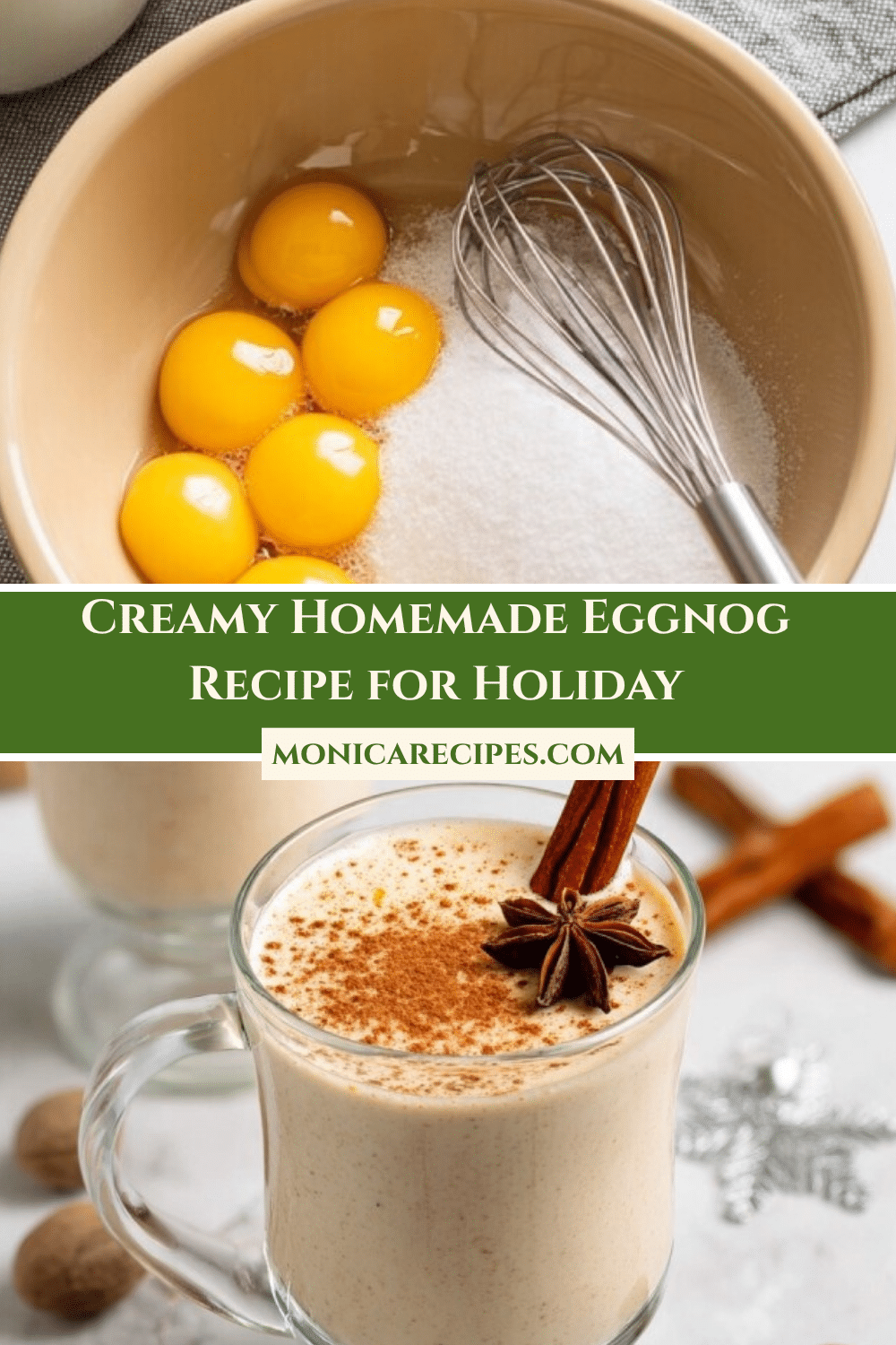 Homemade Thick and Creamy Eggnog with Spices & Alcohol