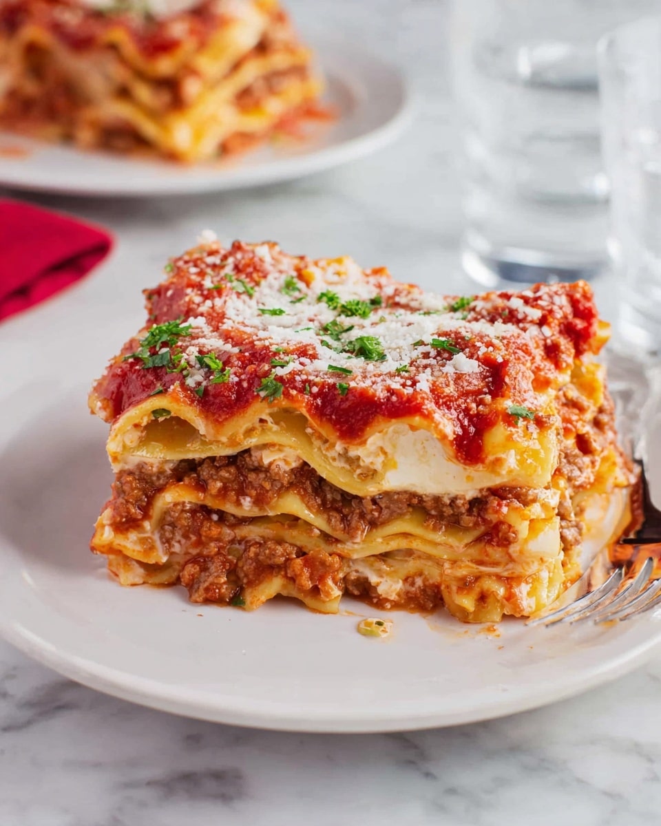 Traditional Italian Lasagna with Ricotta and Meat Sauce Recipe