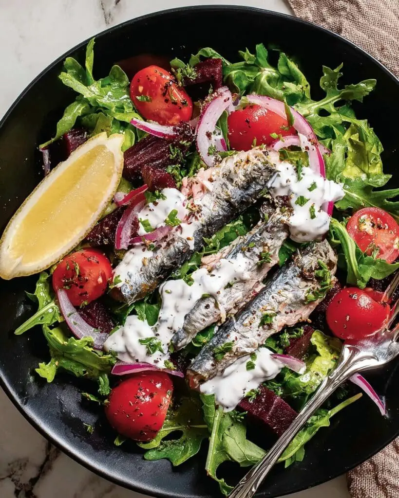 High-Protein Sardine Salad with Garlic Dressing Recipe
