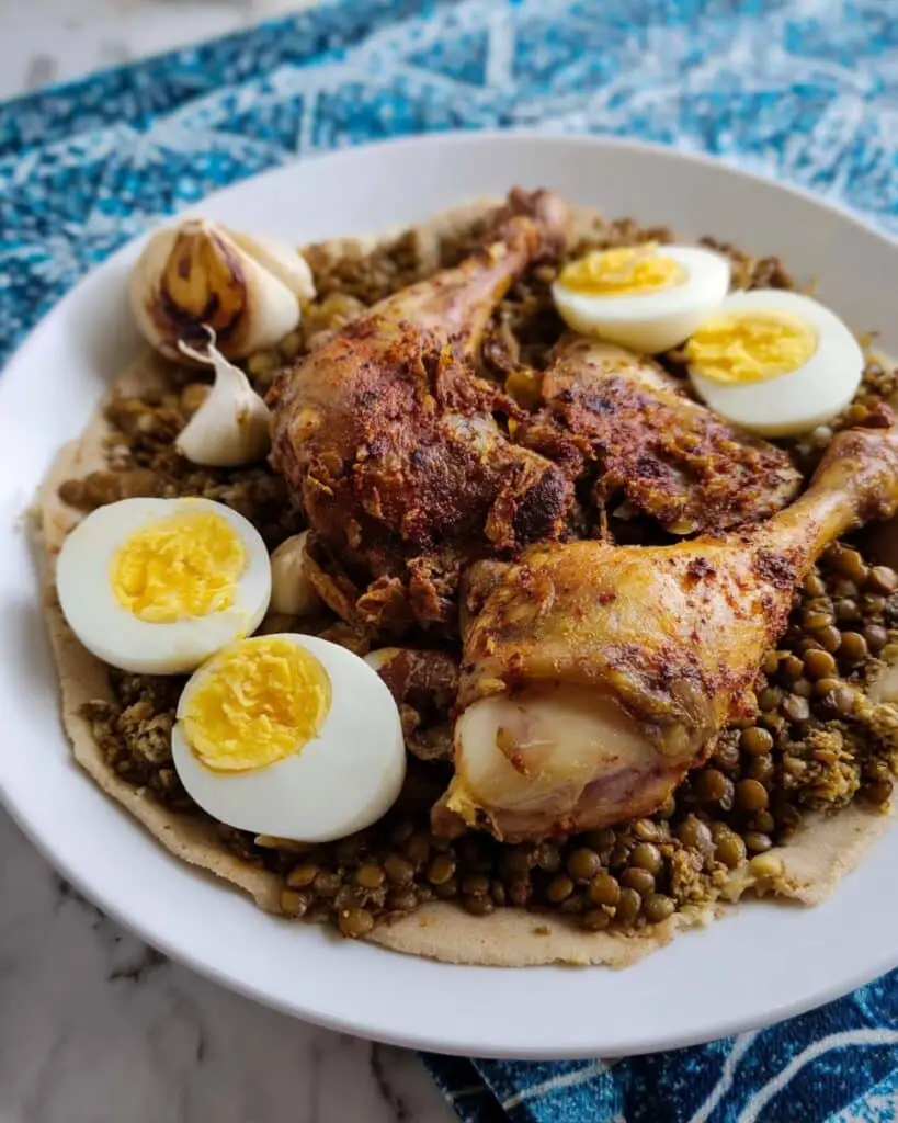 Moroccan Chicken Rfissa with Msemmen Bread and Lentils Recipe
