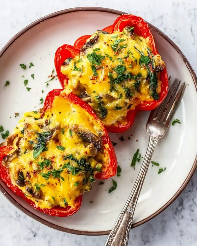 Breakfast Stuffed Peppers with Turkey Sausage and Spinach Recipe