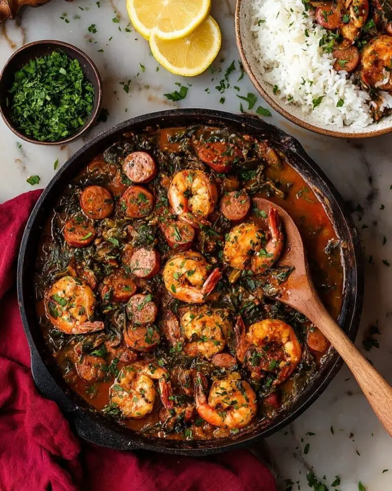 Cajun Shrimp and Sausage Skillet with Scallion Rice Recipe
