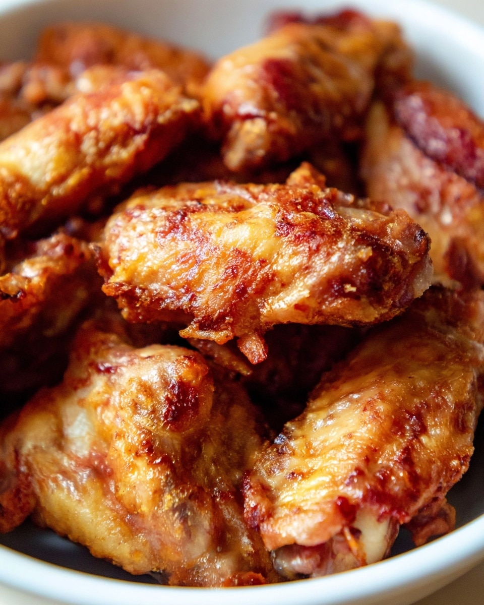 A close-up image of crispy cooked chicken pieces piled inside a white bowl. The chicken pieces have a golden-brown color with some slightly darker, caramelized spots showing their crunchy skin texture. The pieces vary in size and shape, layered closely together to fill the bowl, with some edges slightly curled and others flat. The white marbled texture of the background softly contrasts with the chicken, emphasizing their rich color and crispiness. Photo taken with an iphone --ar 4:5 --v 7