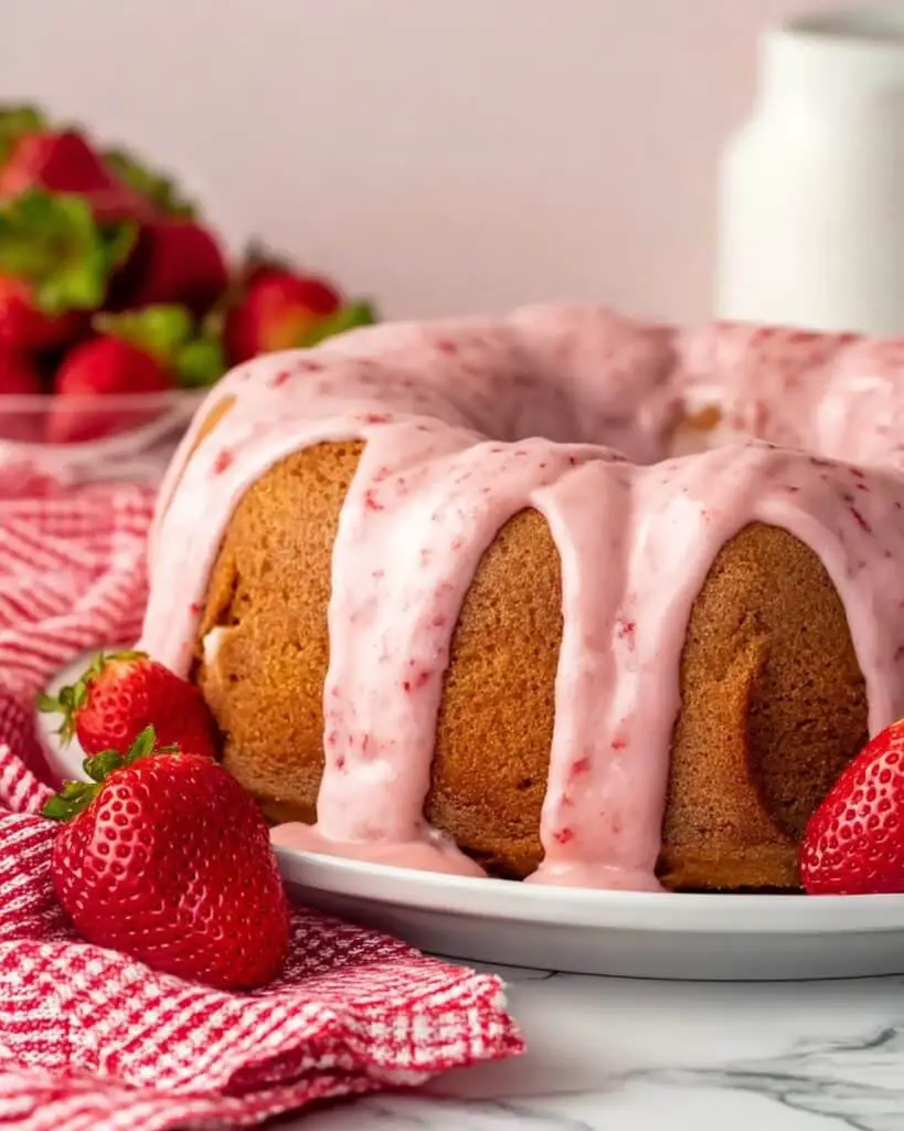 Strawberry Pound Cake with Cream Cheese Glaze Recipe