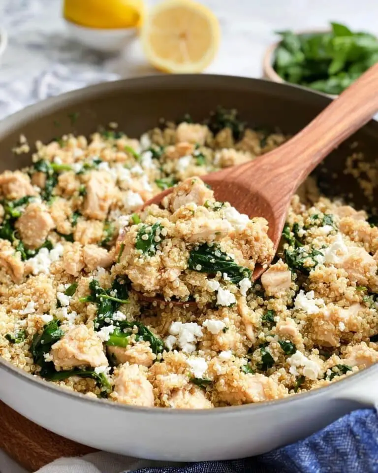 Lemon Feta Chicken Quinoa Skillet Recipe